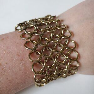 Vintage Inspired Gold-tone Chainmail Bracelet Unsigned